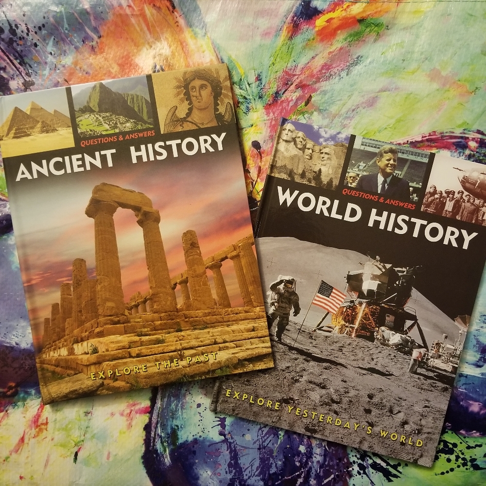 Set of 2 Books: Q & A, Ancient & World History Explore Educational Book NWT